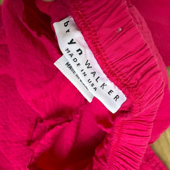 Bryn Walker Pink Pants Womens XXS Wide Leg Pull On Elastic Pockets Crop Cotton - Picture 8 of 9